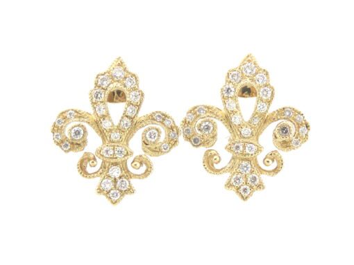 Fleur De Lis Diamond Earrings(Small)
