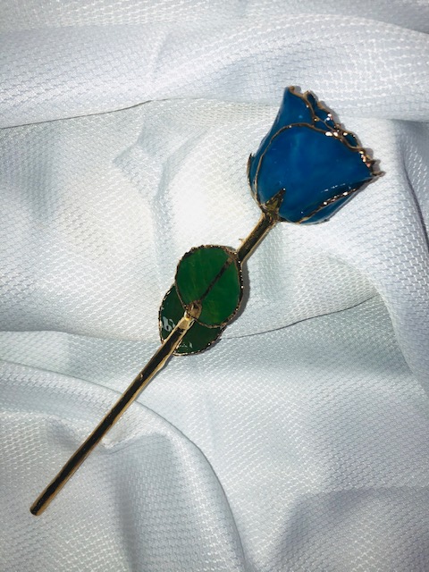 Blue Rose With Gold Trim