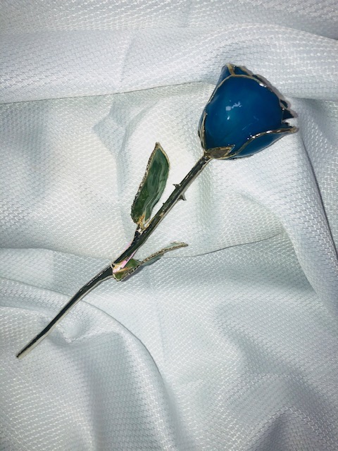 Blue Rose With Silver Trim