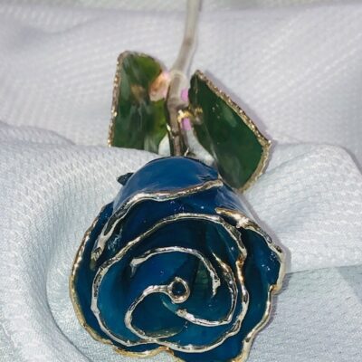 Blue Rose With Silver Trim