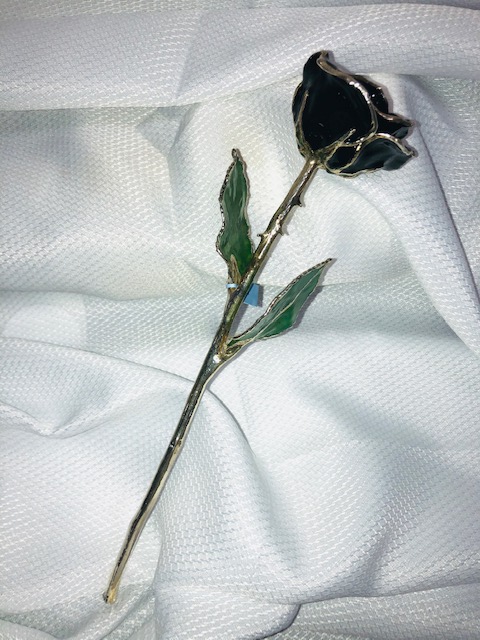 Black Rose With Silver Trim