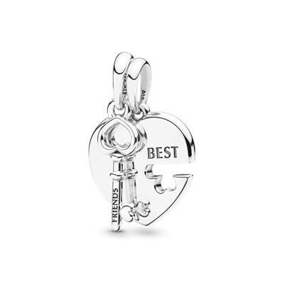 Best Friends Heart & Key Pendant