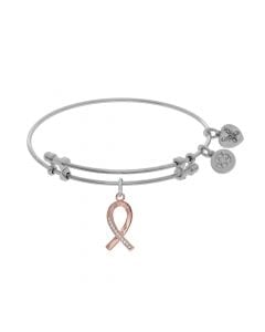 White Breast Cancer Ribbon Bangle Bracelet
