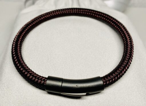 Sterling Silver Polished Black and Brown Wire Bracelet