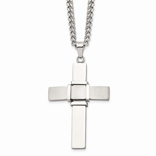 Stainless Steel Polished/Brushed Cross with Chain