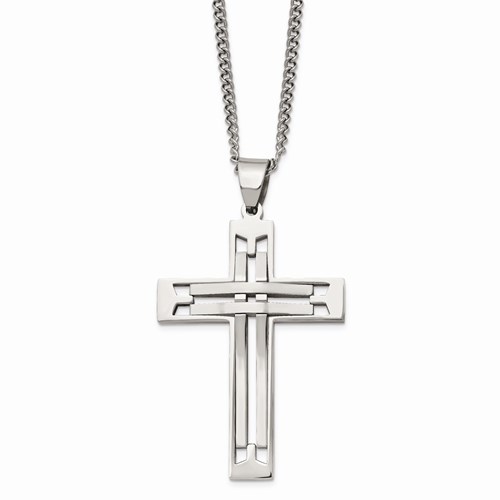 Stainless Steel Polished Cross & Chain