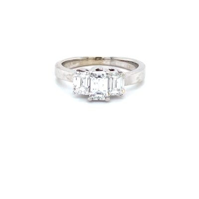 Three Stone Emerald Diamond Ring