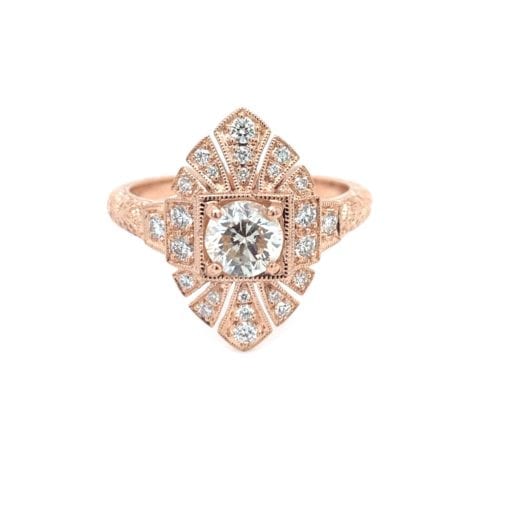 Antique Style Rose Gold Diamond Ring