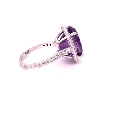 Amethyst Halo Diamond Ring