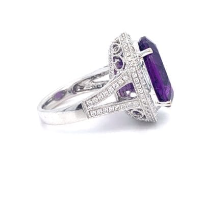 Diamond & Amethyst Halo ring