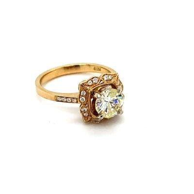 Flower Design Diamond Engagement Ring