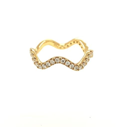 Yellow Gold Wave Stackable Diamond Band