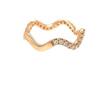 Rose Gold Wave Stackable Diamond Band