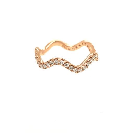 Rose Gold Wave Stackable Diamond Band