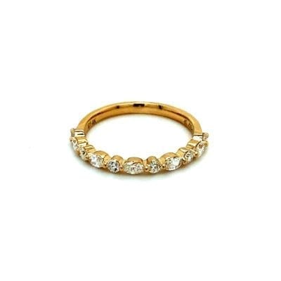 Oval and Round Diamond Stackable Band
