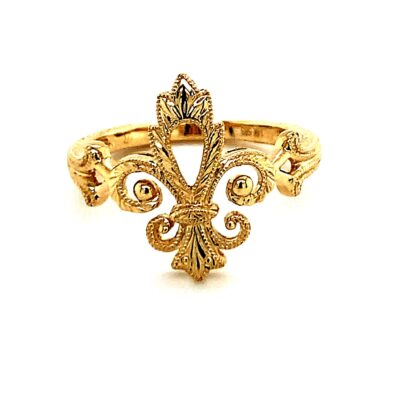 Fleur De Lis Hand Engraving Ring