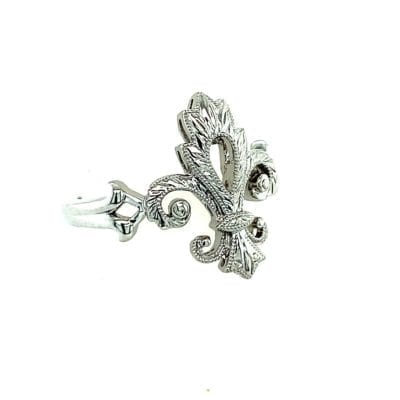 Sterling Silver Fleur de Lis Hand-Engraved Ring