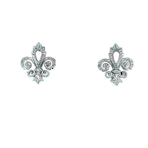 Sterling Silver Fleur de Lis Hand-Engraved Stud Earrings Sell for $149