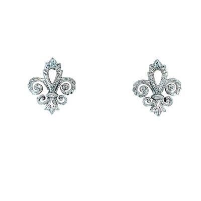 Sterling Silver Fleur de Lis Hand-Engraved Stud Earrings Sell for $149