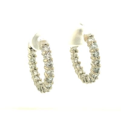 Diamond White Gold Hoops Earrings