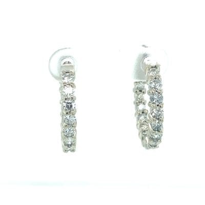 Diamond White Gold Hoops Earrings