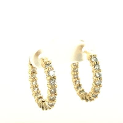 Diamond Yellow Gold Hoops Earrings