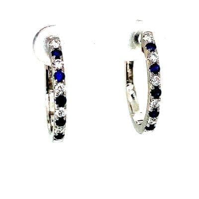 Sapphire and Diamond Hoops Earrings