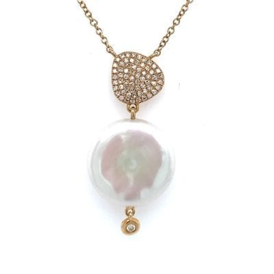 Coin Pearl and Diamond Necklace