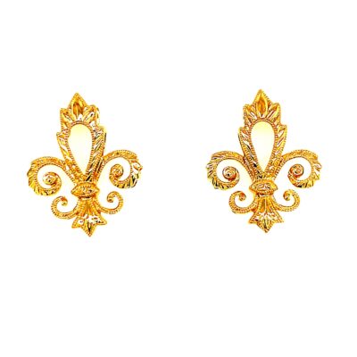Fleur De Lis Hand Engraved Earrings(Medium)