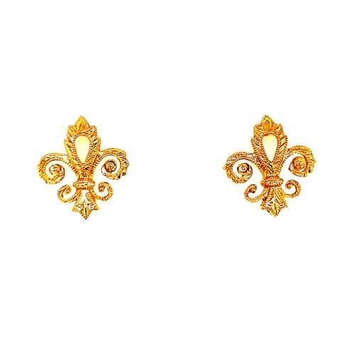 Fleur De Lis Hand-Engraved Earrings(XSmall)