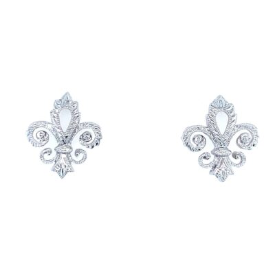 Fleur De Lis Hand-Engraved Earrings(XSmall)