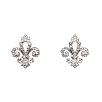 Fleur De Lis Diamond Earrings