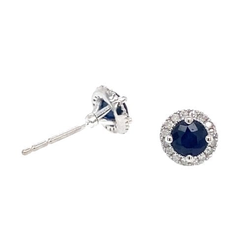 Sterling Sliver Sapphire & Diamond Circle Earrings
