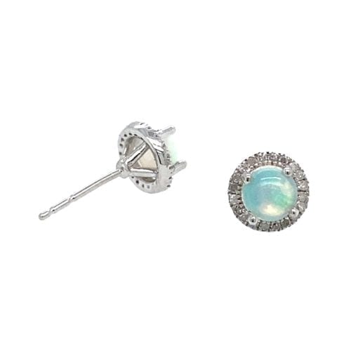 Sterling Sliver Opal & Diamond Circle Earrings