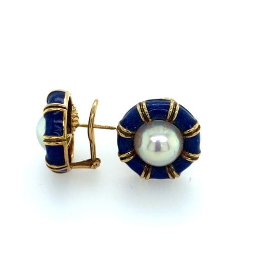 Blue Enamel with Maba Pearls