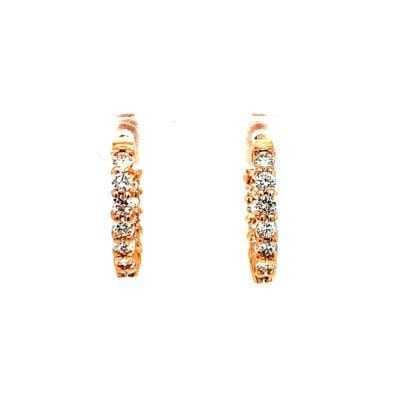 Rose Gold Inner and Outer Diamond Hoops Earrings