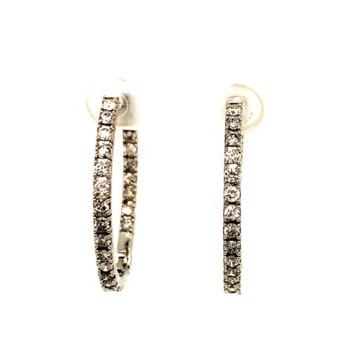 Diamond Hoops White Gold In and Out