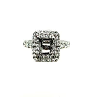 Rectangle or Oval Shape Round Diamond Engagement Ring