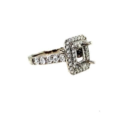 Rectangle or Oval Shape Round Diamond Engagement Ring