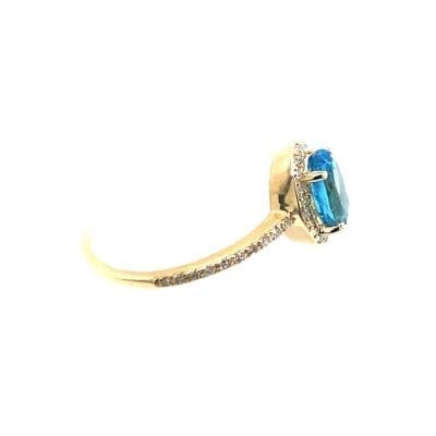 Oval Swiss Blue Topaz Diamond Ring