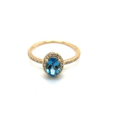 Oval Swiss Blue Topaz Diamond Ring