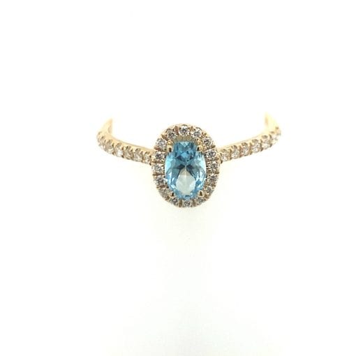 Oval Sky Blue Topaz Diamond Ring