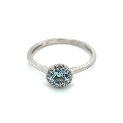 Round Aqua Marine Diamond Ring