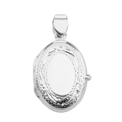 Sterling Silver Small Etched Oval Locket Pendant