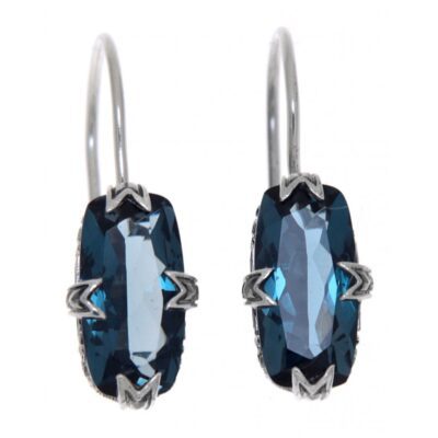 Sterling Silver London Blue Topaz Filigree Earrings