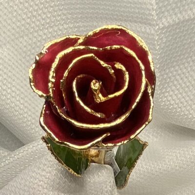 Burgandy  Rose With Gold Trim