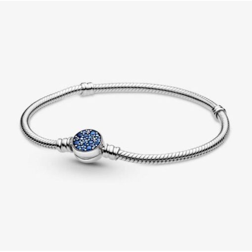 Pandora Moments Sparkling Blue Disc Clasp Bracelet