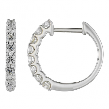 14k White Gold Diamond Huggie Earrings