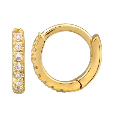 14k Yellow Gold Diamond Mini Round Huggie Earrings