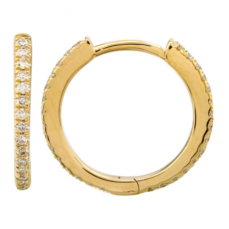 14k Yellow Gold Diamond Eternity Mini Round Huggie Earrings